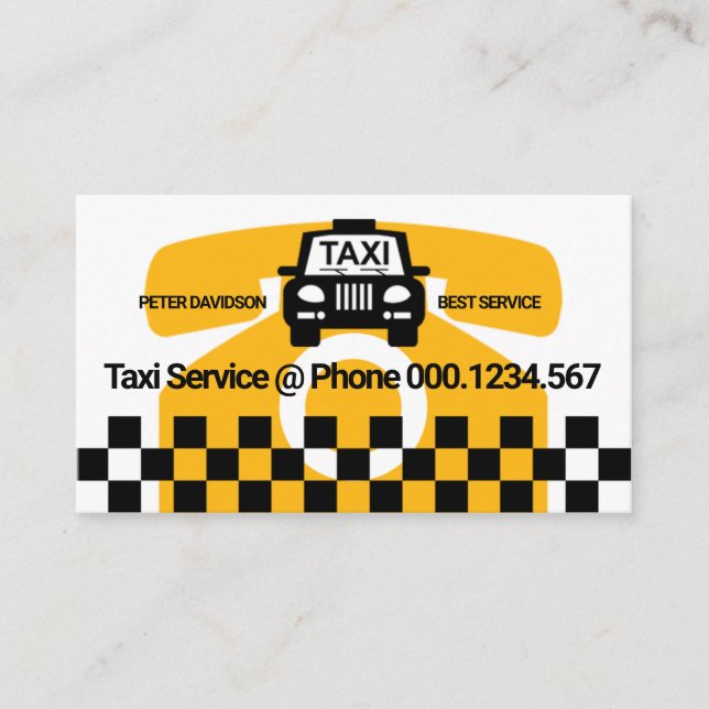 Tarjeta De Visita Gran teléfono amarillo Taxi Motif Controlador de c (Anverso)