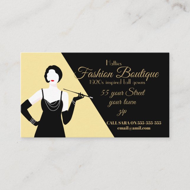 Tarjeta De Visita Gran tienda de moda Flapper de los años 20 (Anverso)