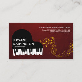 Tarjeta De Visita Grand Piano Gold Music Notes Pianist