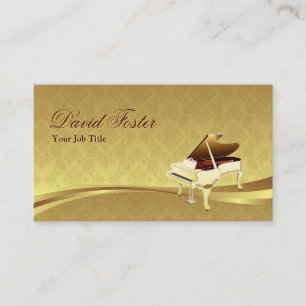 Tarjeta De Visita Grand Piano Instrumento Musical Elegante Damask Go