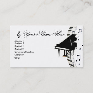 Tarjeta De Visita Grand Piano Keyboard Music Notes y G-Clef