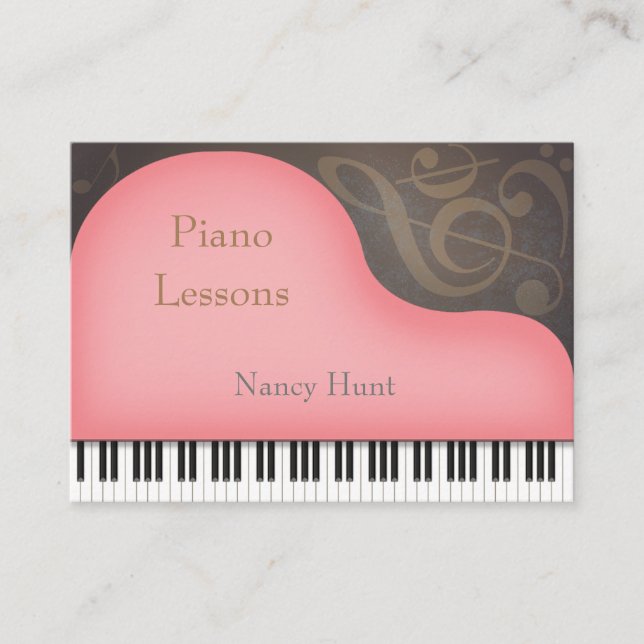 Tarjeta De Visita Grand Piano Rosa Música Infantil (Anverso)