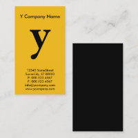 tarjeta de visita grande de monograma amarillo