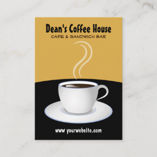 Tarjeta De Visita Grande vertical de la cafetería negra y beige del