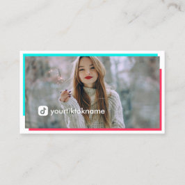 Tarjeta De Visita Grandes fotos de medios sociales turquesa rosada