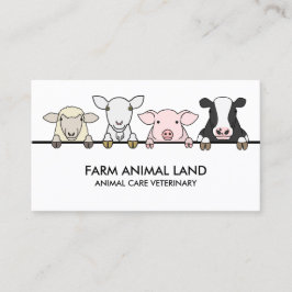 Tarjeta De Visita Granja Animal Vaca Oveja Cabra Cerdo Blanco