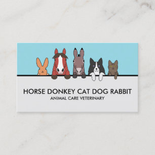 Tarjeta De Visita Granja Animales Caballo Donkey Cat Conejo de Perro