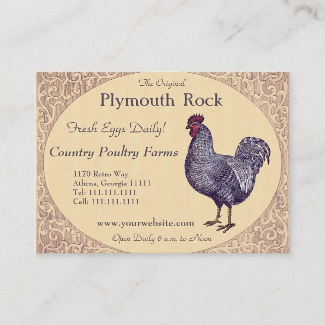 Tarjeta De Visita Granja avícola orgullosa del gallo de Plymouth (Anverso)