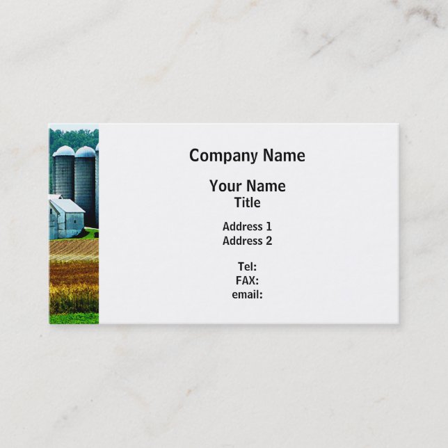 Tarjeta De Visita Granja Con Silos Blancos (Anverso)