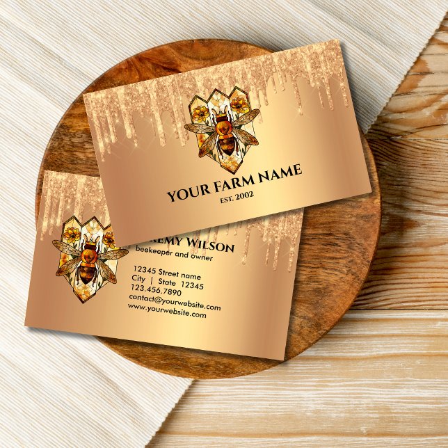 Tarjeta De Visita Granja de abejas de abeja de apicultores Honeycomb (Subido por el creador)