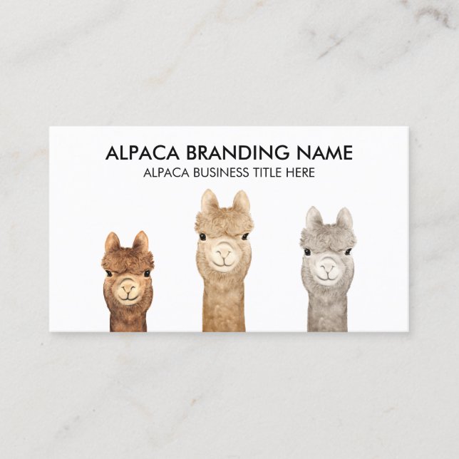 Tarjeta De Visita Granja de Alpacas Blancas (Anverso)