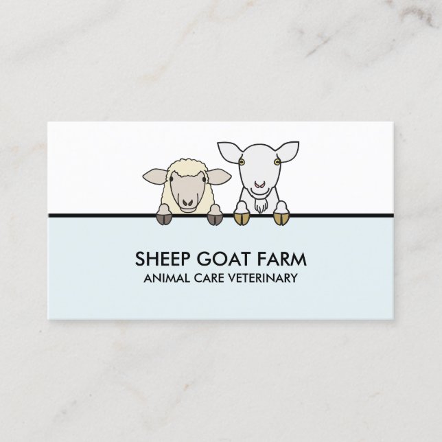 Tarjeta De Visita Granja de cabras de animales azules veterinarios (Anverso)