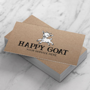 Tarjeta De Visita Granja de Cabras Felices Animal Hecho a Mano