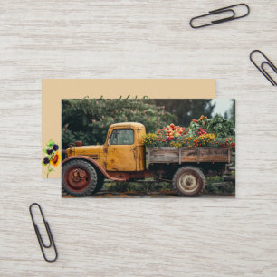 Tarjeta De Visita Granja de Camión Amarillo Produce Giros