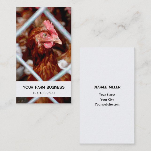 Tarjeta De Visita Granja de campo de pollo Hen (Anverso / Reverso)