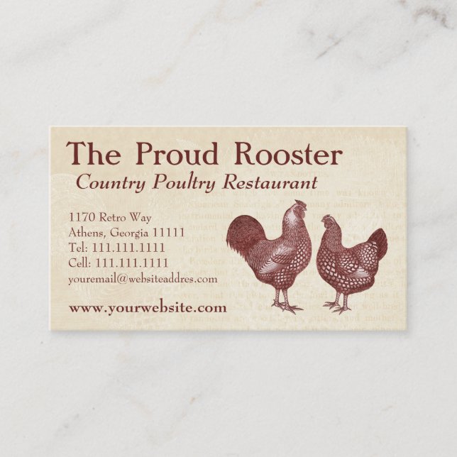 Tarjeta De Visita Granja de campo rústica de pollo Wyandotte (Anverso)