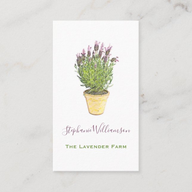 Tarjeta De Visita Granja de flores de lavanda elegante chic (Anverso)