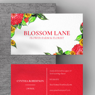 Tarjeta De Visita Granja de Flores, Florista, Diseñador Brillant Zin