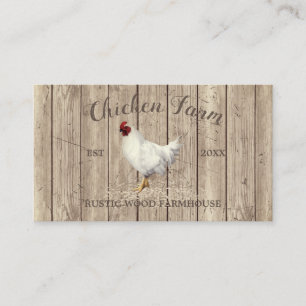 Tarjeta De Visita Granja de Gallinas de Campo Madera Rústica Producc