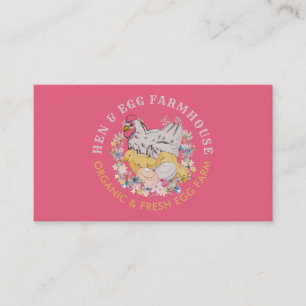 Tarjeta De Visita Granja de huevos de gallina rosa