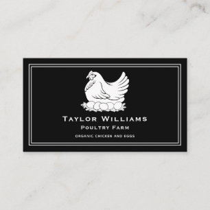 Tarjeta De Visita Granja De Huevos De Pollo Negro Y Blanco