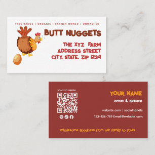 Tarjeta De Visita Granja de Huevos Frescos Funny Butt Nuggets Tarjet