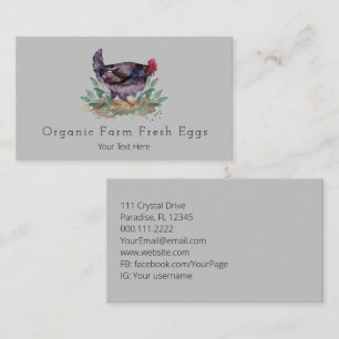 Tarjeta De Visita Granja de huevos frescos Pollos huertos orgánicos