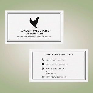 Tarjeta De Visita Granja de pollo Animal Granjero de Huevos Aves de