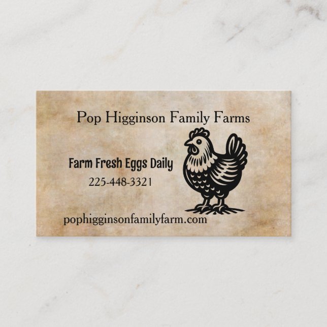 Tarjeta De Visita Granja de pollo de época (Anverso)