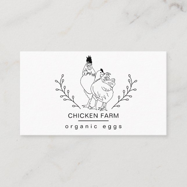 Tarjeta De Visita Granja de pollo de época con gallo campestre (Anverso)