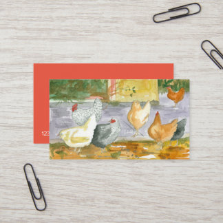 Tarjeta De Visita Granja de pollo Huevos frescos Hens Pájaros Acuare