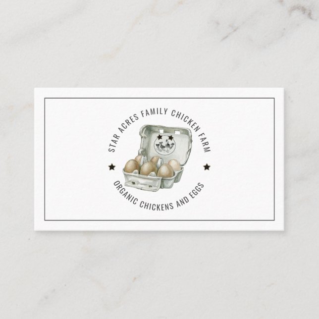 Tarjeta De Visita Granja de pollo Huevos orgánicos frescos (Anverso)