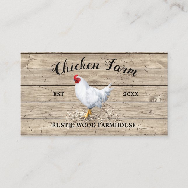 Tarjeta De Visita Granja de pollo Madera Huevo rústico Hen (Anverso)