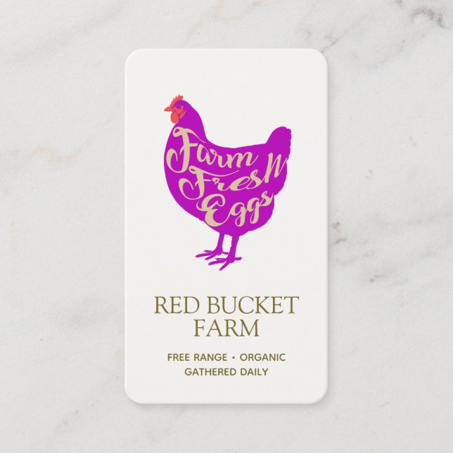 Tarjeta De Visita Granja de pollo Retro de huevos frescos (Anverso)