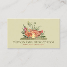 Tarjeta De Visita Granja de pollo verde gallo de huevos frescos