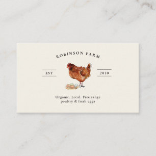 Tarjeta De Visita Granja de pollo y huevo fresco elegante