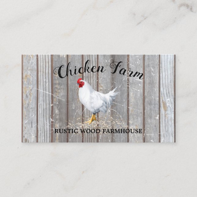 Tarjeta De Visita Granja de Pollos Huevo Rústico (Anverso)
