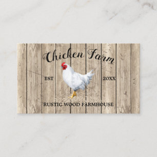 Tarjeta De Visita Granja de Pollos Madera Rústica