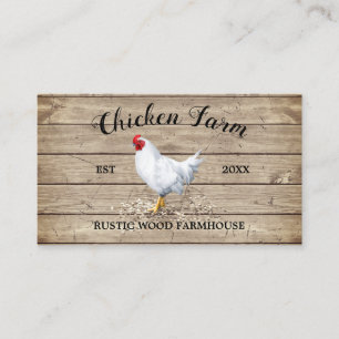Tarjeta De Visita Granja de Pollos Madera Rústica Huevo Gallina retr