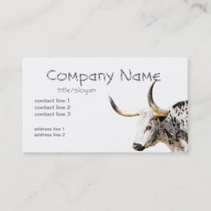 Tarjeta De Visita granja de ranchos longhorn vaca blanca y negra