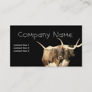 Tarjeta De Visita granja de ranchos vacas de longhorn en personaliza