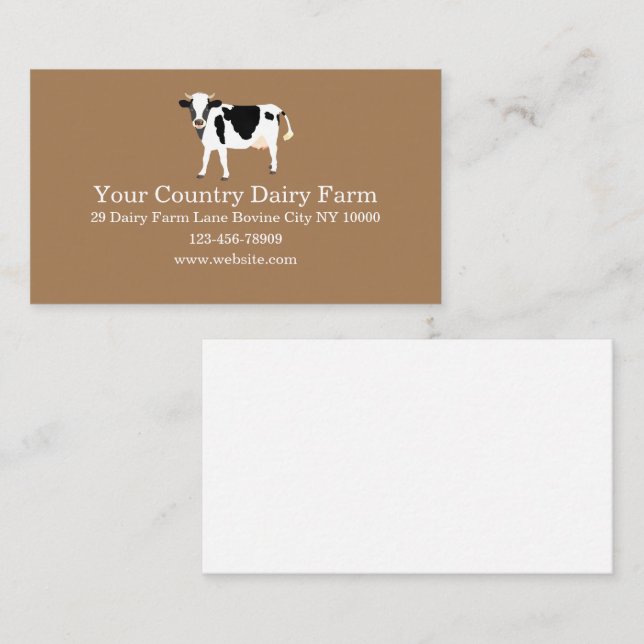 Tarjeta De Visita Granja de vacas (Anverso / Reverso)