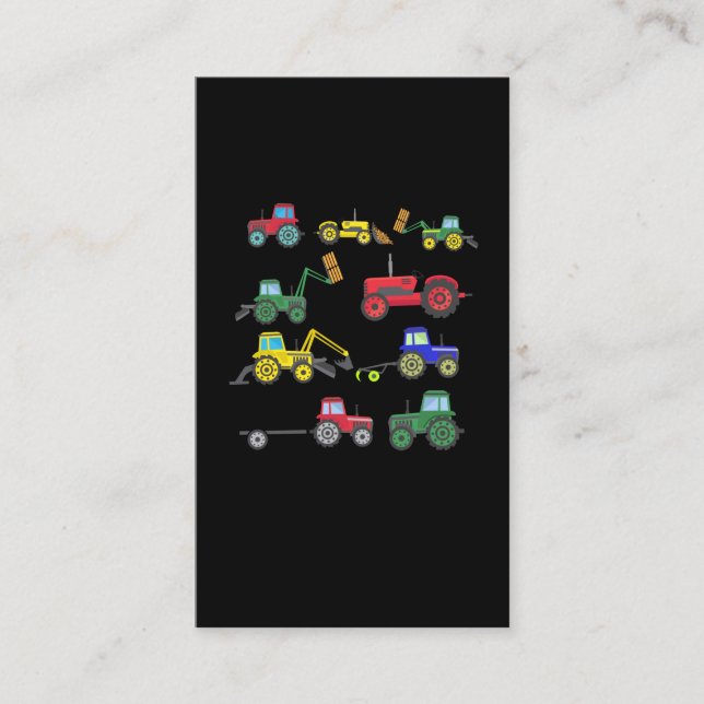 Tarjeta De Visita Granja de vehículos de excavación de tractores Gua (Anverso)