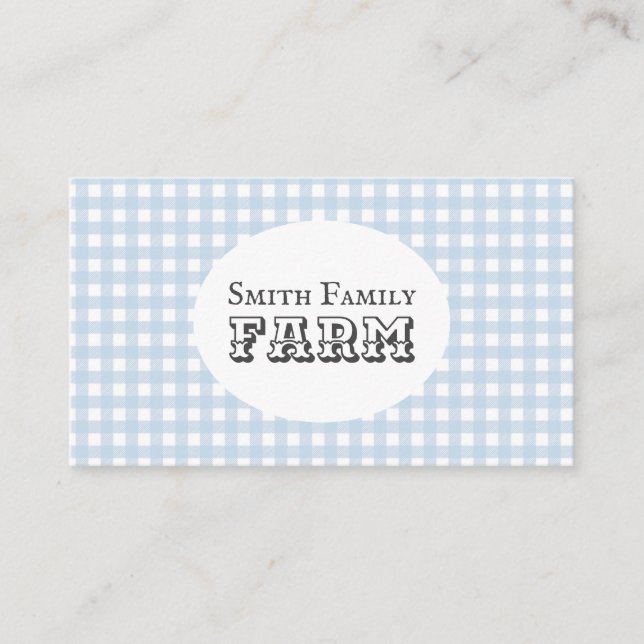 Tarjeta De Visita Granja del País Azul de Gingham, Shabby Chic (Anverso)