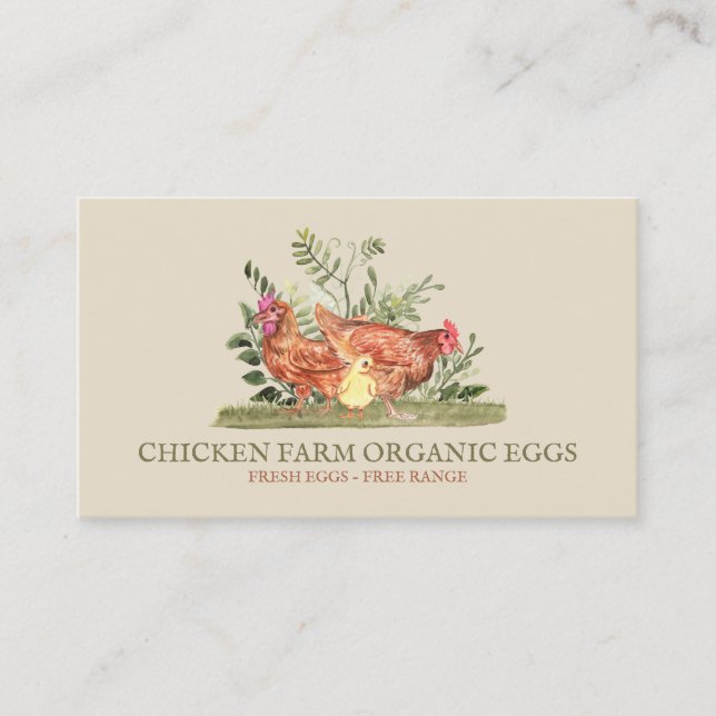 Tarjeta De Visita Granja familiar de pollo de marfil Huevos frescos  (Anverso)