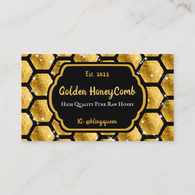 Tarjeta De Visita Granja Gold Pureraw Glitz Honeycomb (Anverso)