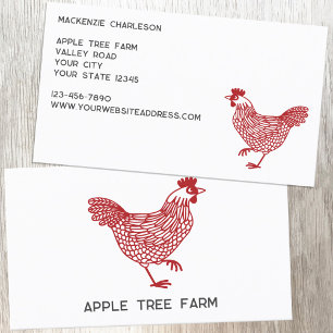 Tarjeta De Visita Granja Hen de pollo de aves de corral
