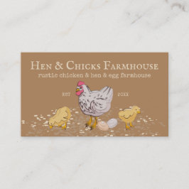 Tarjeta De Visita Granja marrón Rustic Chicks Hen Farm