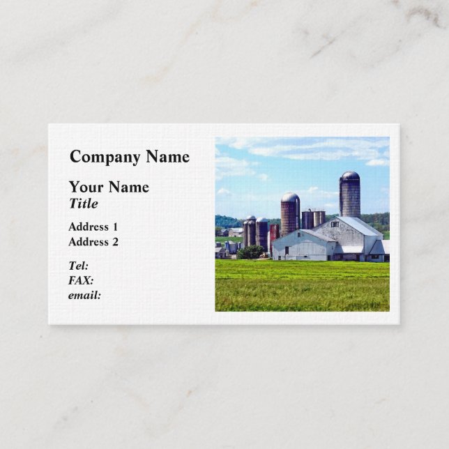 Tarjeta De Visita Granja Pennsylvania Con Silos (Anverso)