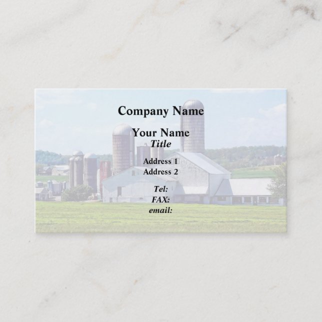Tarjeta De Visita Granja Pennsylvania Con Silos (Anverso)